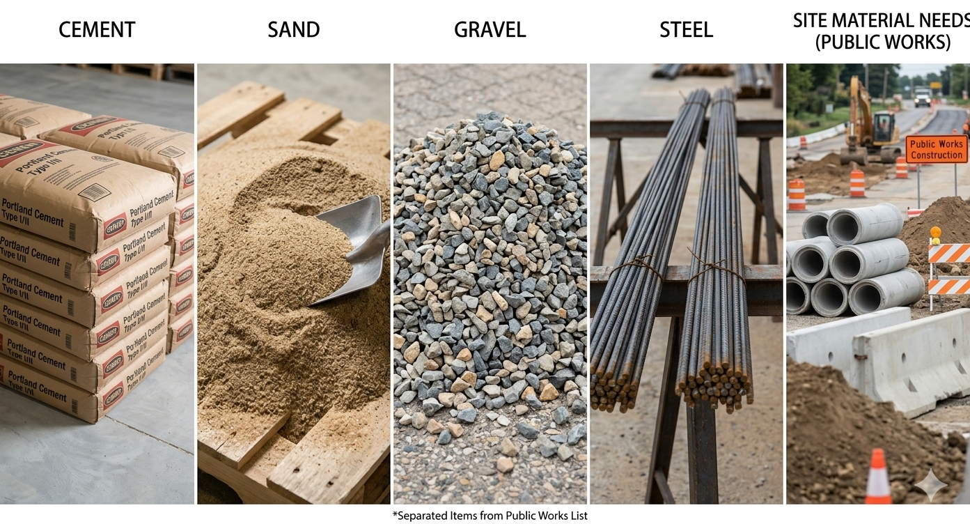 Construction materials and active site supply
